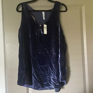 Deep blue crushed velvet tank top